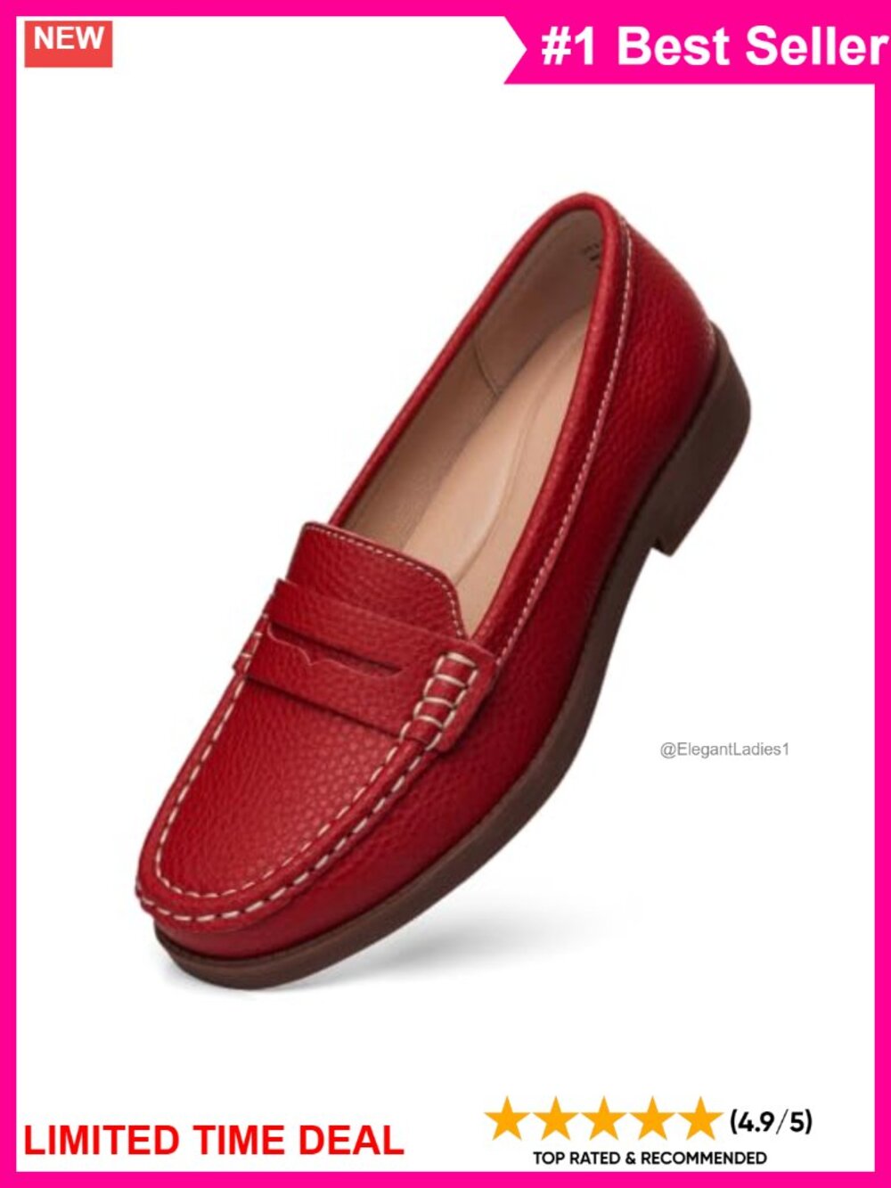 Women's Leather Penny Loafers Slip On Business Casual Comfort Shoes